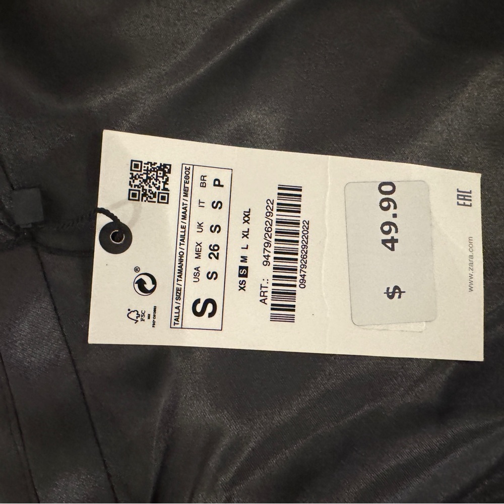 NWT Zara New Satin Effect Midi Skirt Size Small Dark Grey - Picture 4 of 4